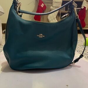 Coach Harley Hobo Teal Leather Shoulder Bag in Atlantic Blue
